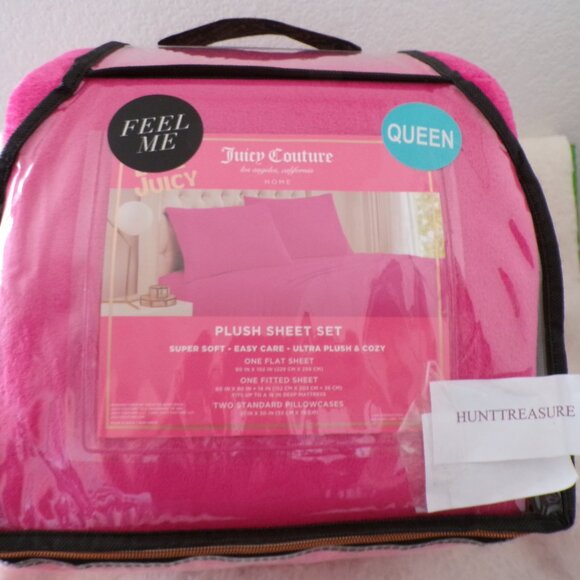 Juicy Couture 4pc QUEEN Plush Sheet Set Pink Soft & Cozy - Picture 6 of 6